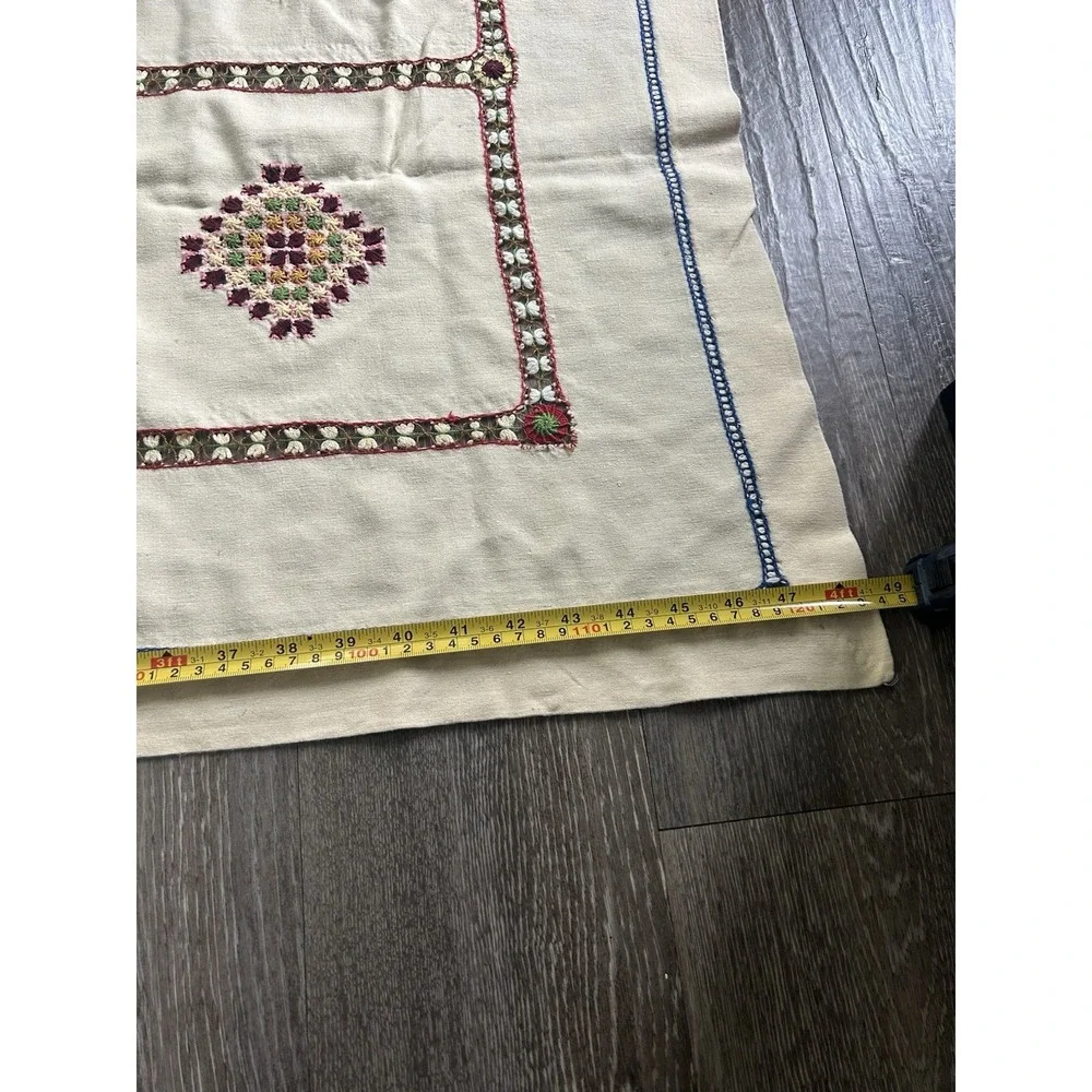Vintage Hand Embroidered Colorful Tapestry Traditional Czech Slovak 45x48 Boho